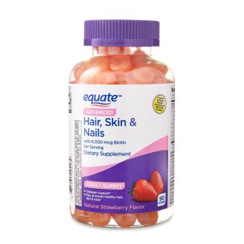 EQUATE ADVANCED HAIR, SKIN AND NAILS GUMMIES 90'S JAR